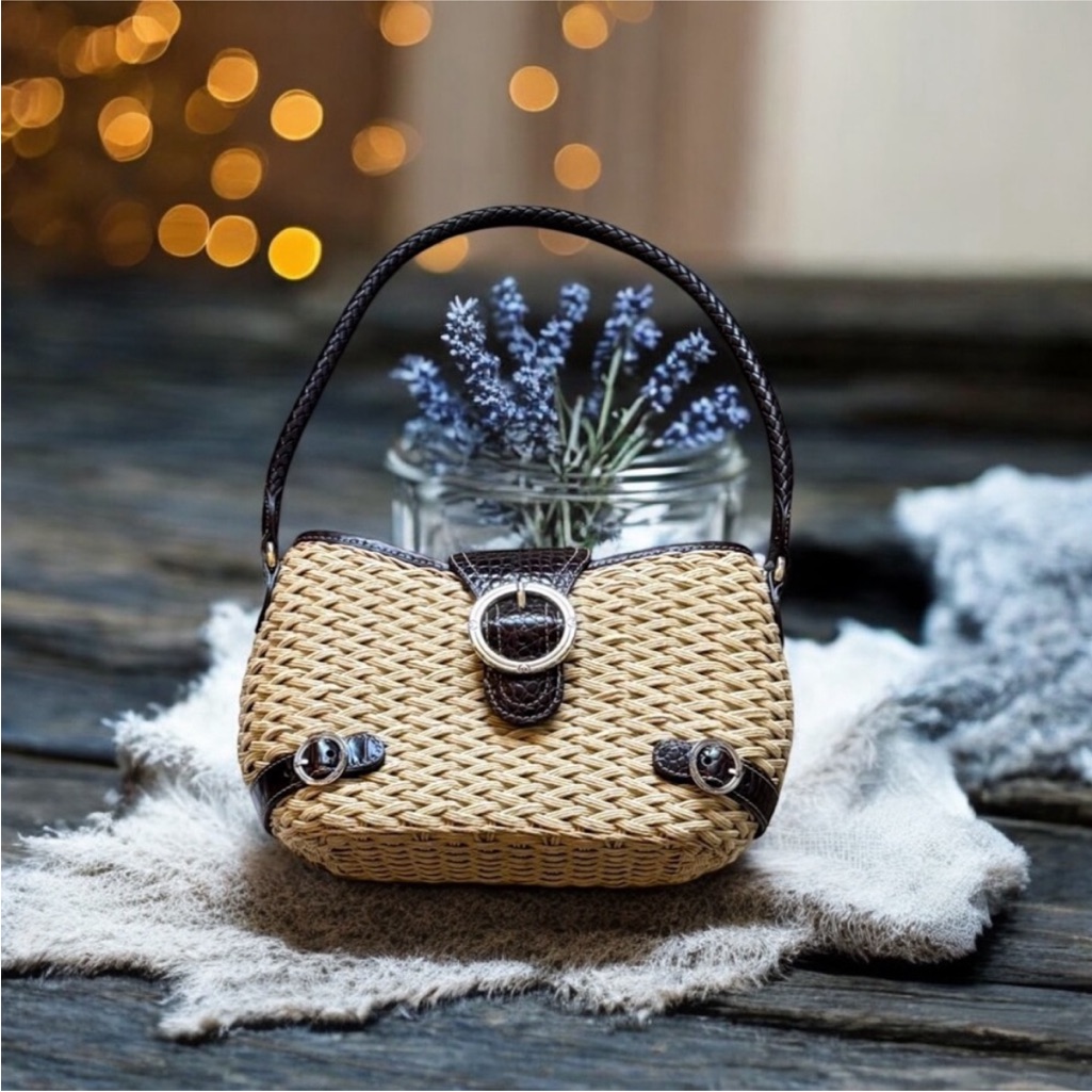 Brighton Tan And Brown Woven Shoulder Bag